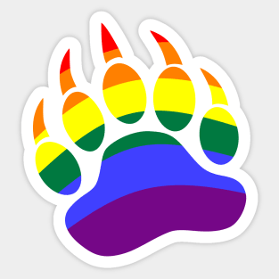 Mens Rainbow Daddy Bear Paw Print LGBT Sticker